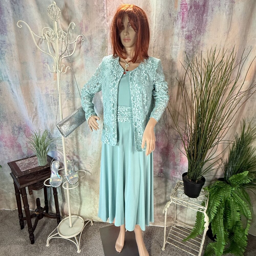 📌Jessica Howard Formal Occasions - Mother Bride/Groom Dress & Lace Jacket Set